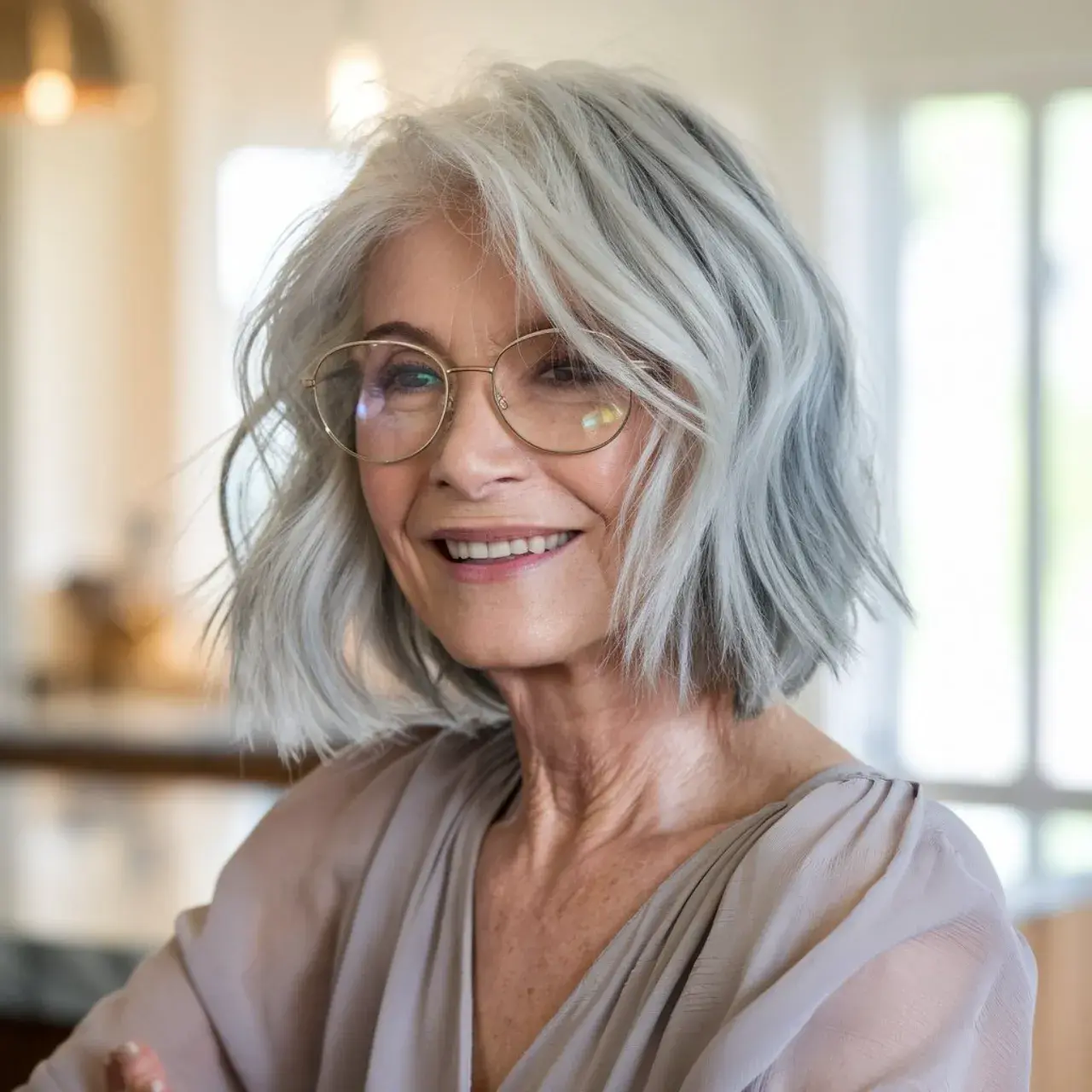 2. Tousled Lob with glasses