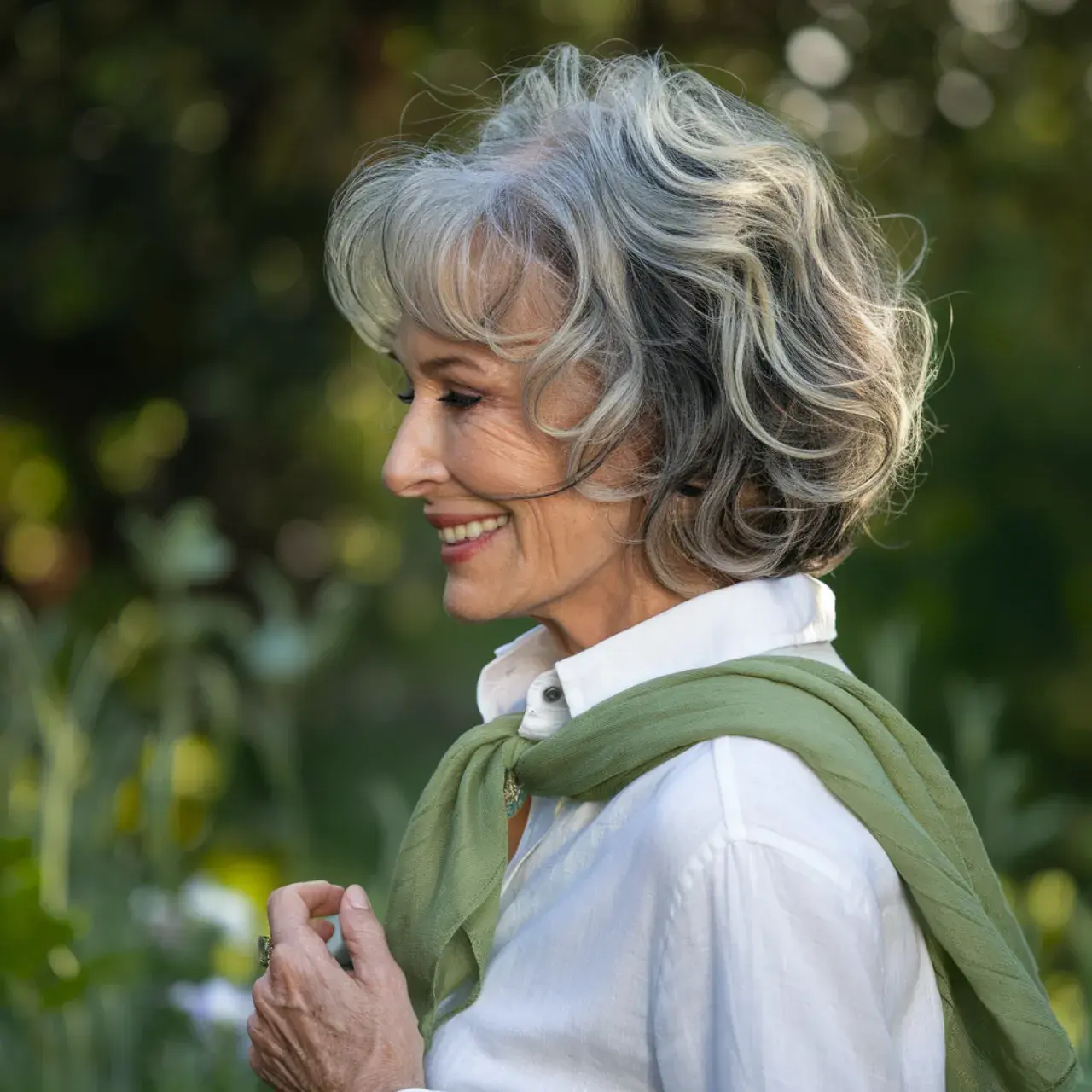 Curly Bob with Highlights