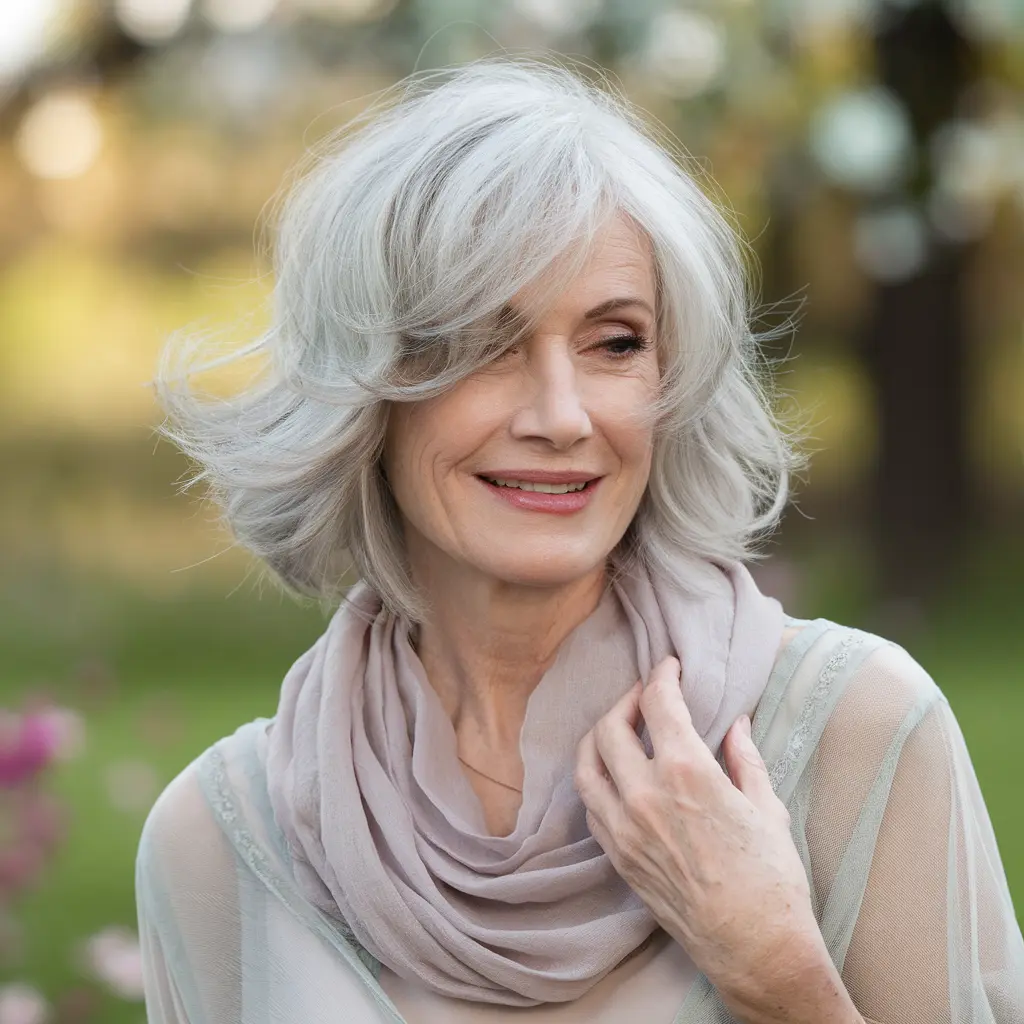 Soft Wavy Silver Bob