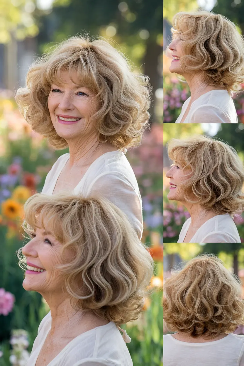 102. Delightful Shoulder Length Perm with Curly Bangs