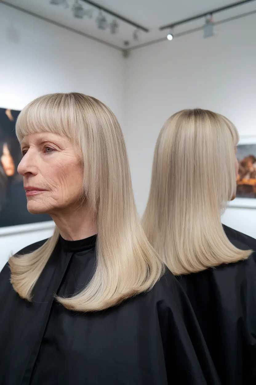 103. Elegant Straight Cut with Parted Bangs