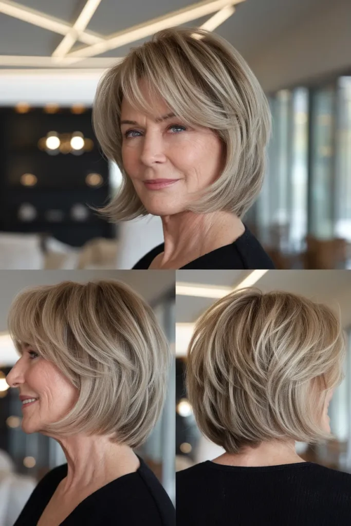 Shoulder-Length Shag with Short Bangs hairstyles with Bangs for older women