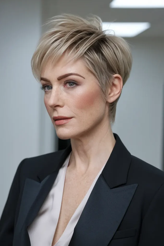 Disconnected Cut for Razored Pixie Short Hairstyles for Women Over 50