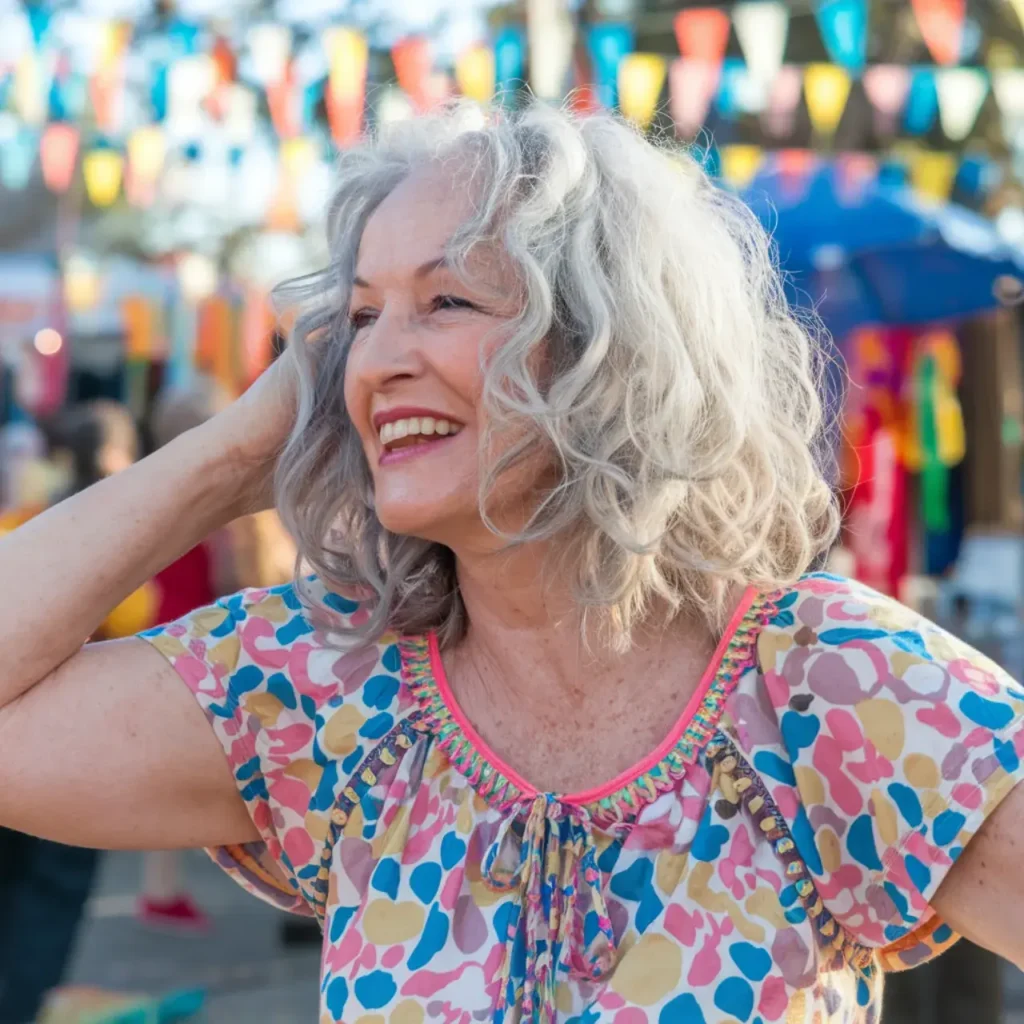 Light Silver Curly Lob