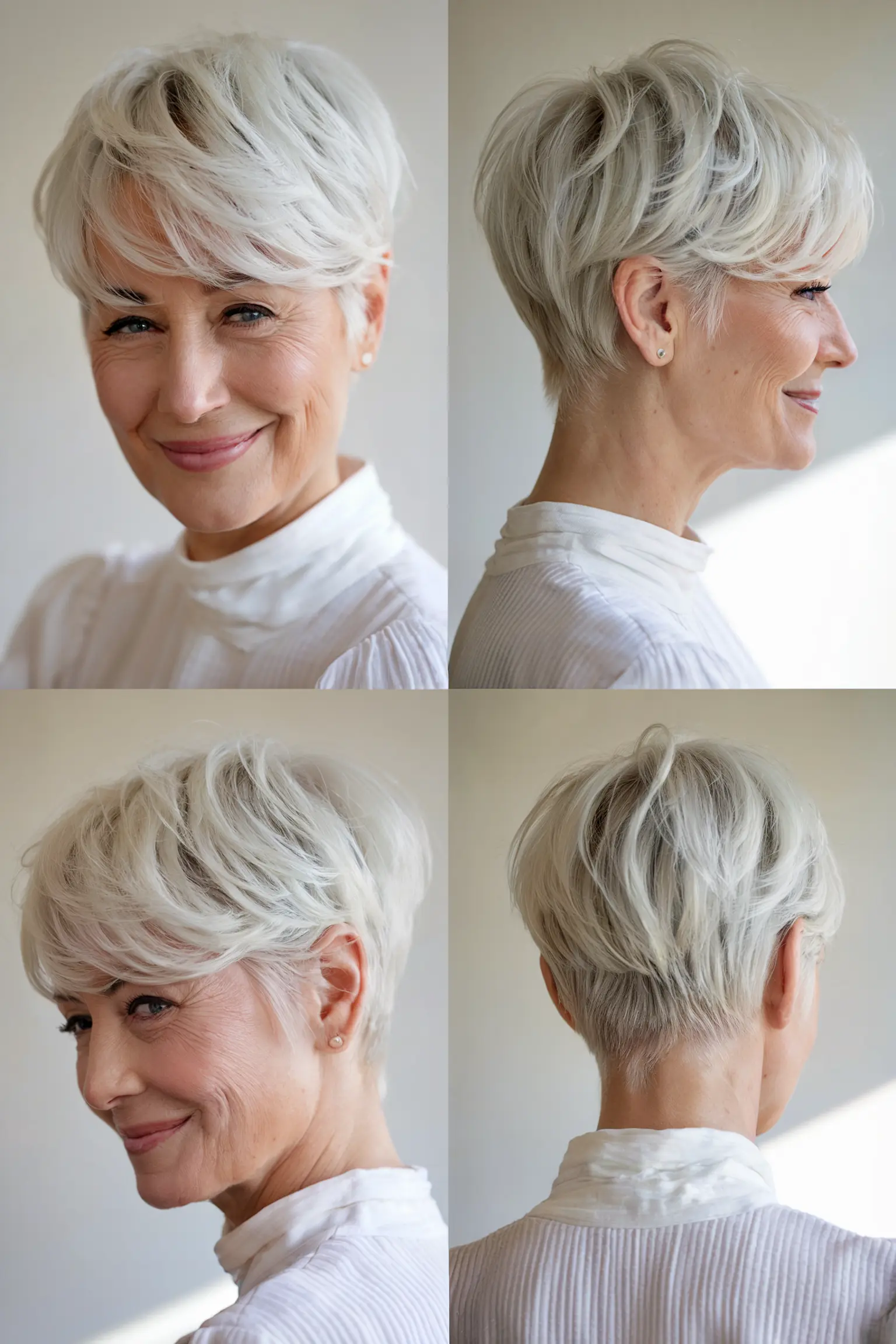 10. White Gray Pixie for Thin Hair