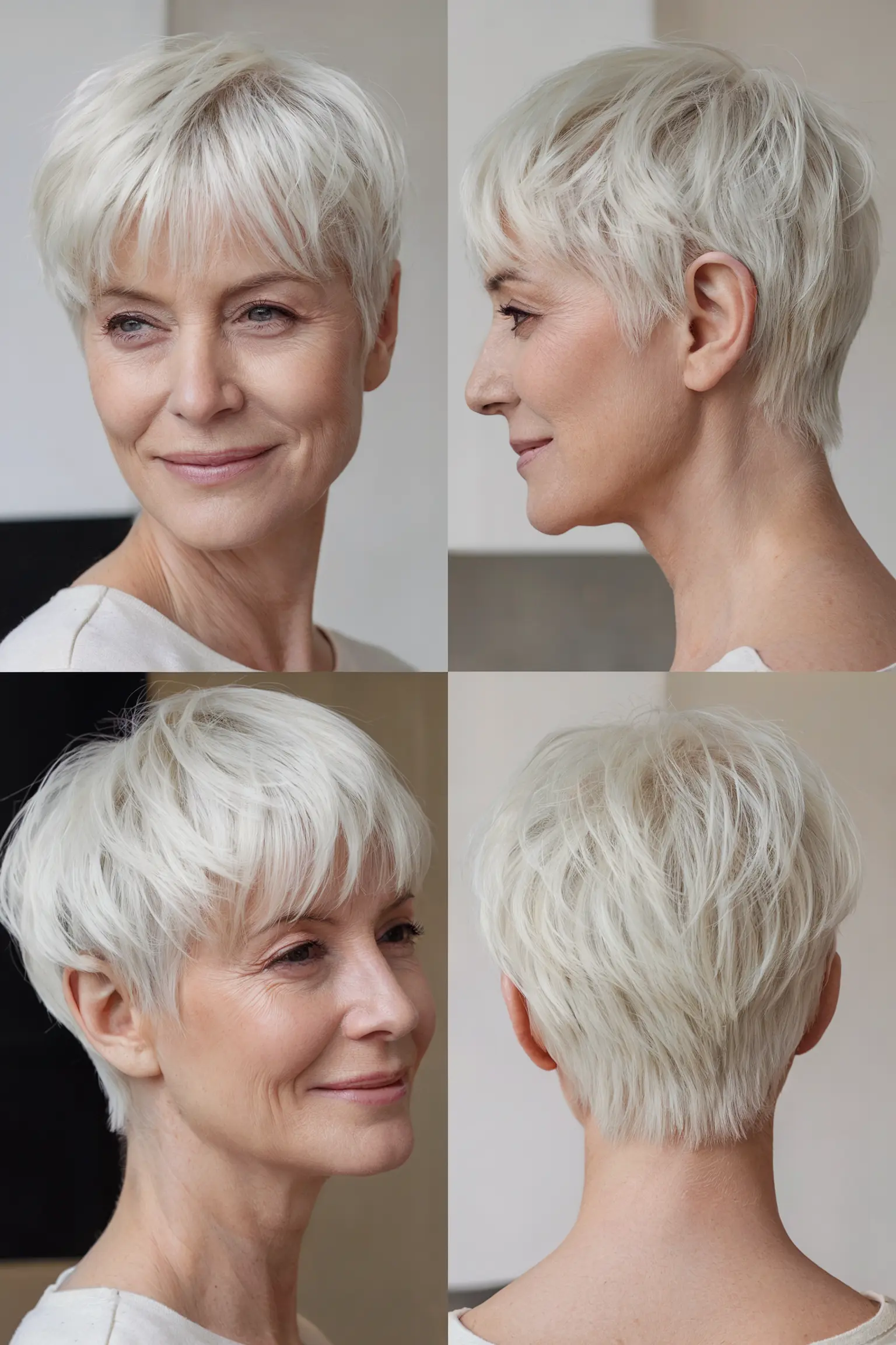 12. Alluring White Pixie Cut with Fringe