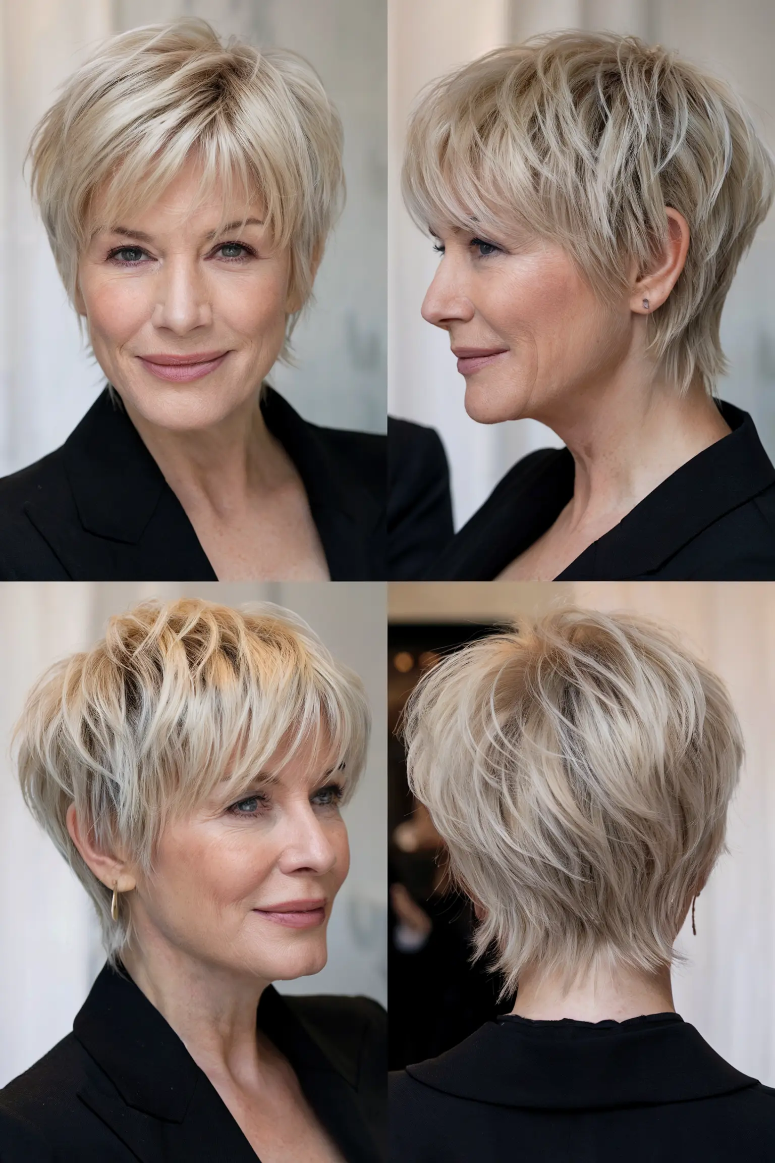 16. Icy Blonde Pixie Cut with Choppy Bangs