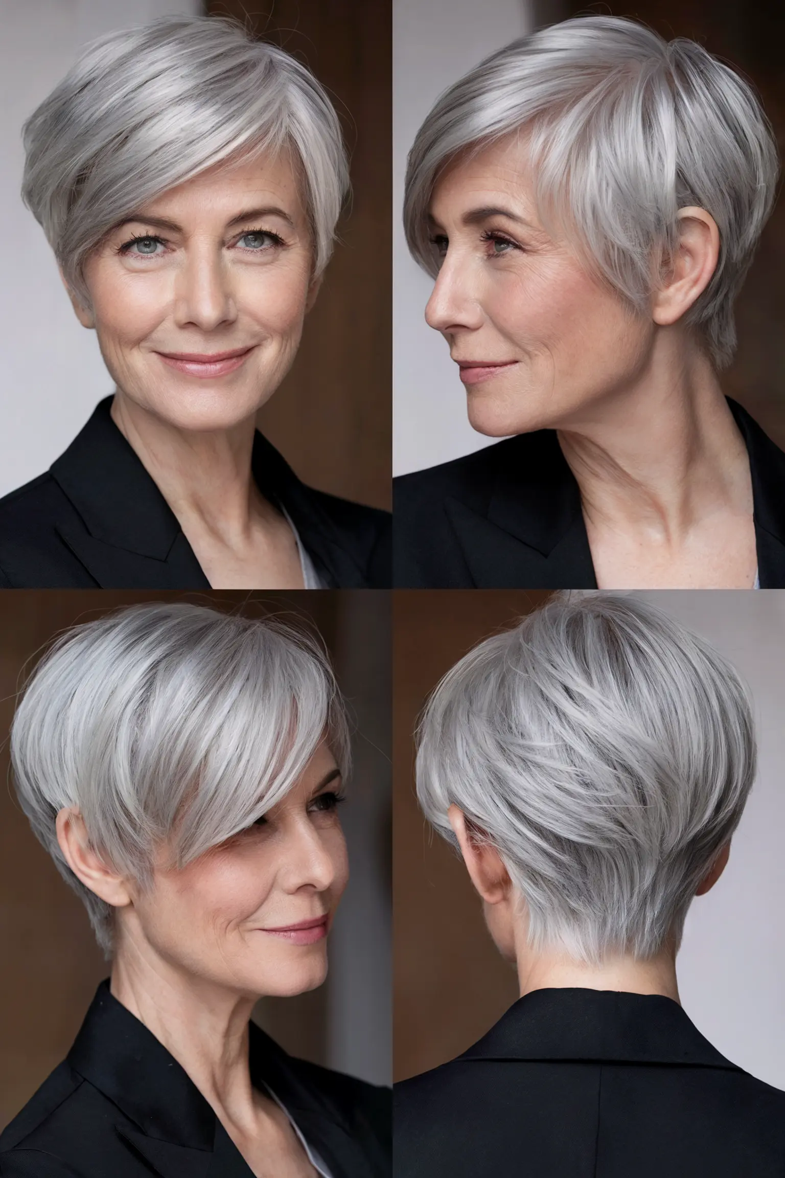 25. Asymmetrical Pixie for Gray Hair