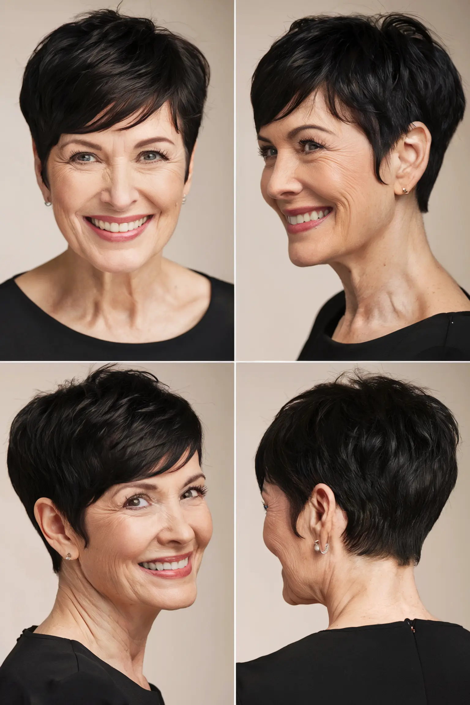 3. Jet Black Pixie with a Money Piece