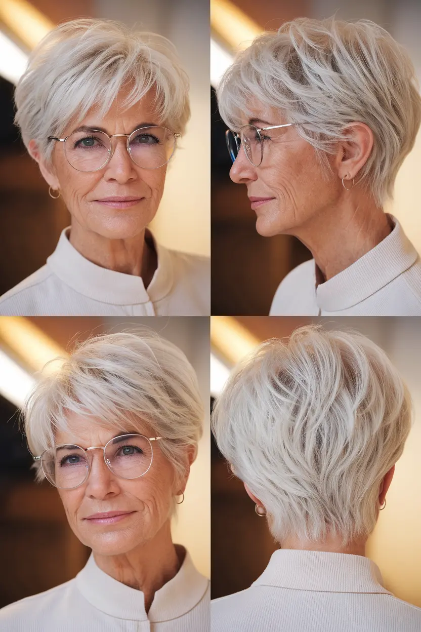 4. Short White Shag for Women with Glasses