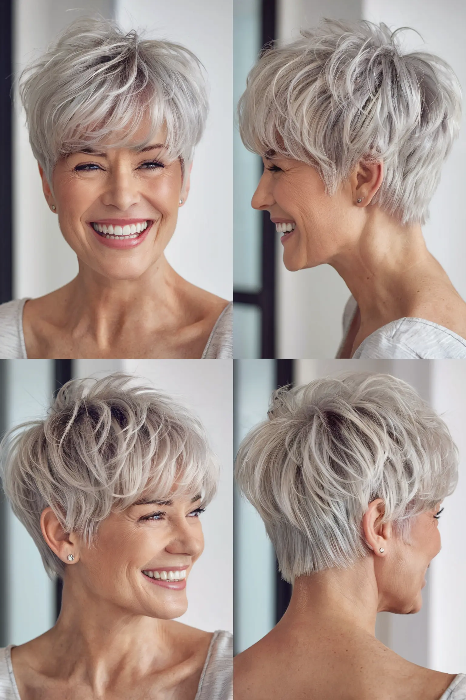 51. Voluminous Silver Gray Pixie for Ladies over 50