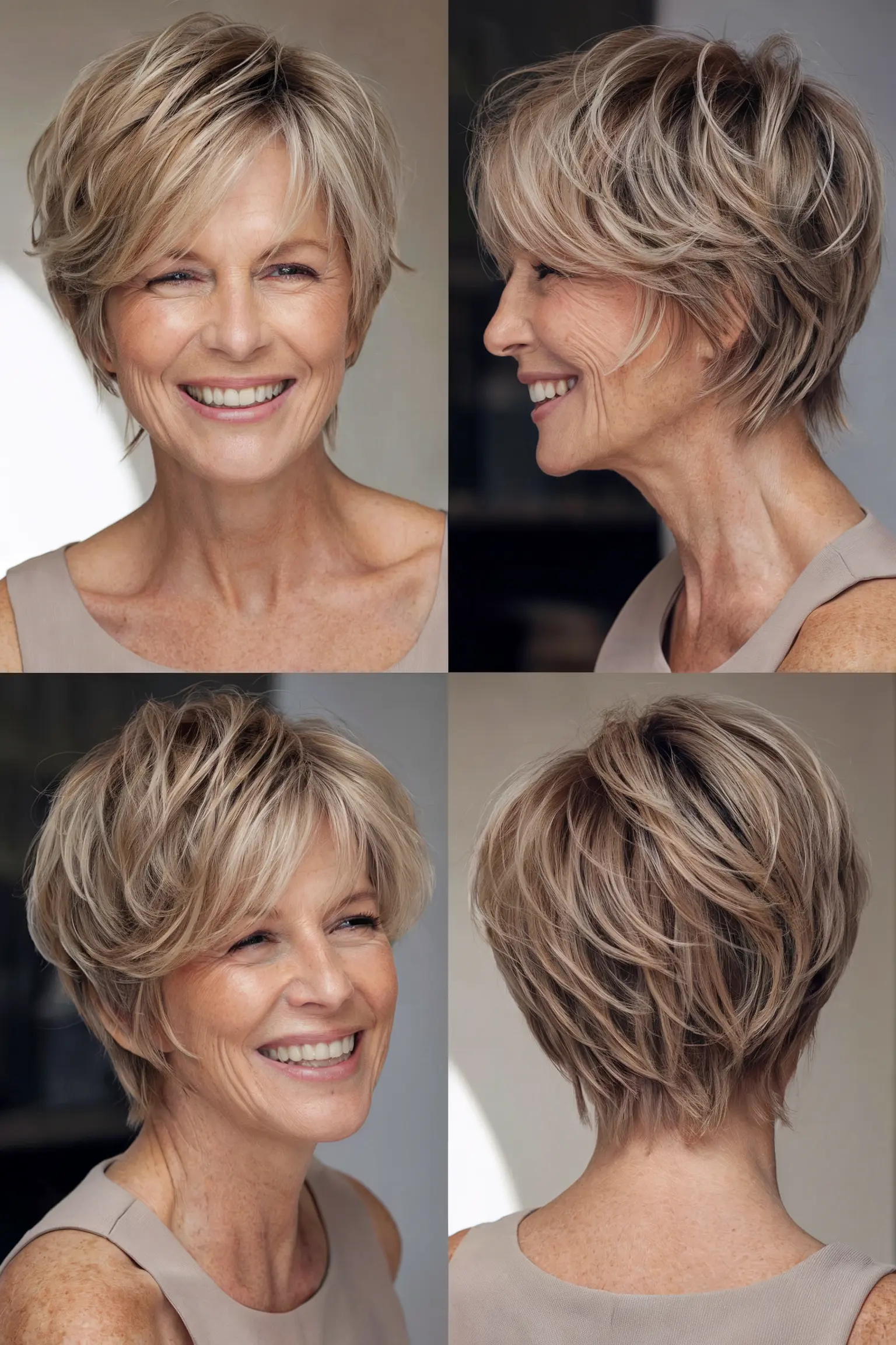 52. Tapered Pixie with Long Wavy Layers