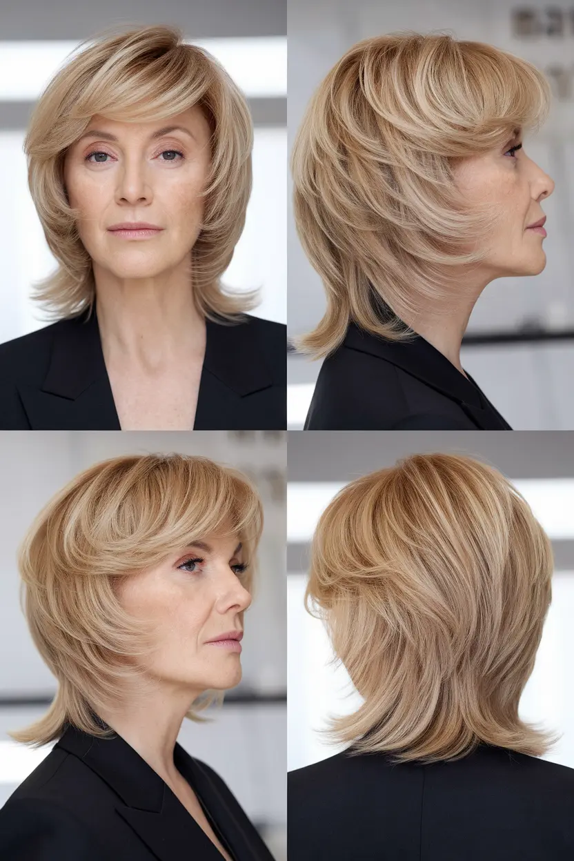 61. Honey Blonde Shag with Uniform Layers