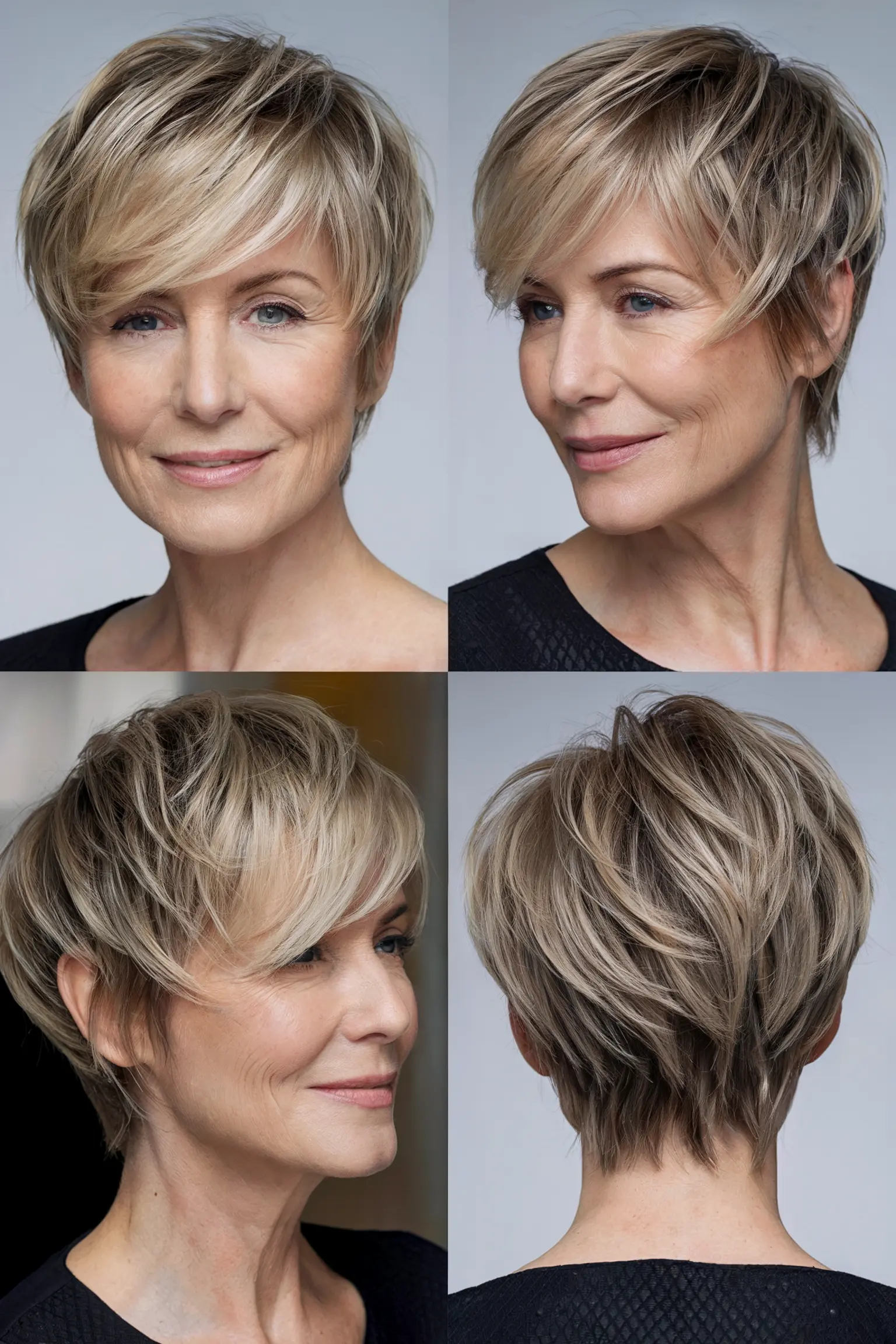 63. Textured Pixie with Side Swept Fringe