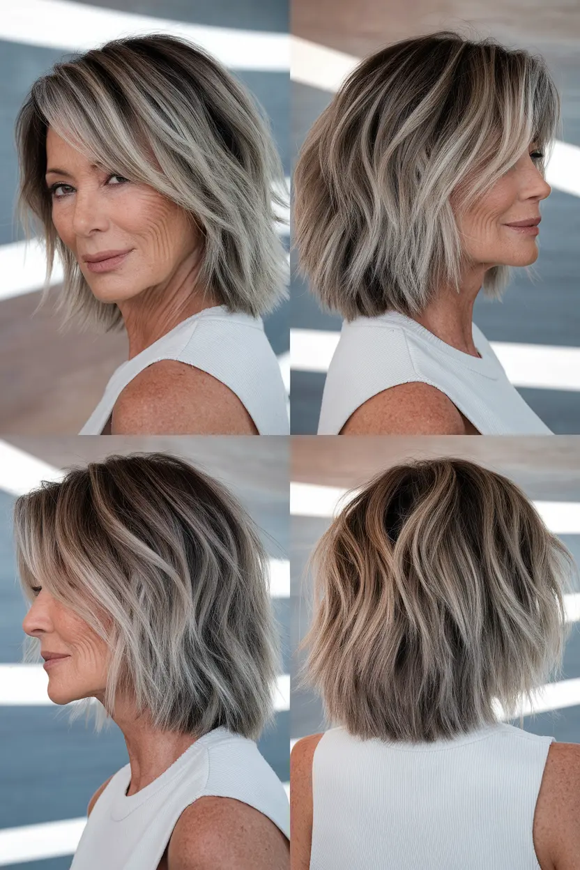 84. Short Shag with Balayage Highlights