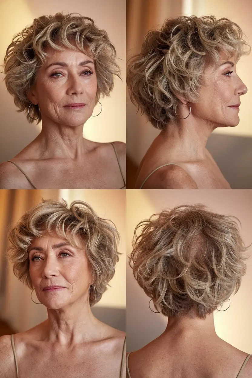 9. Curly Shag for Older Women with Short Hair