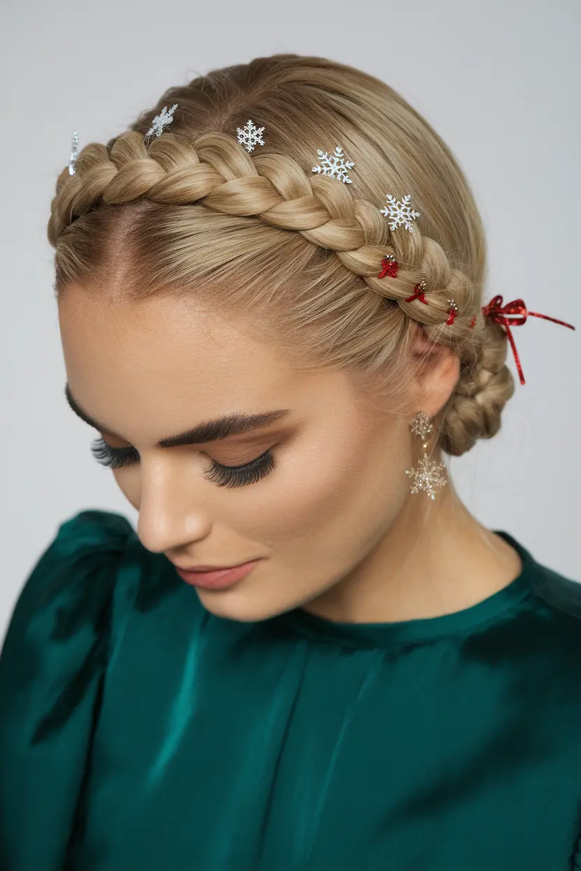 2. Halo Braid with Holiday Accessories