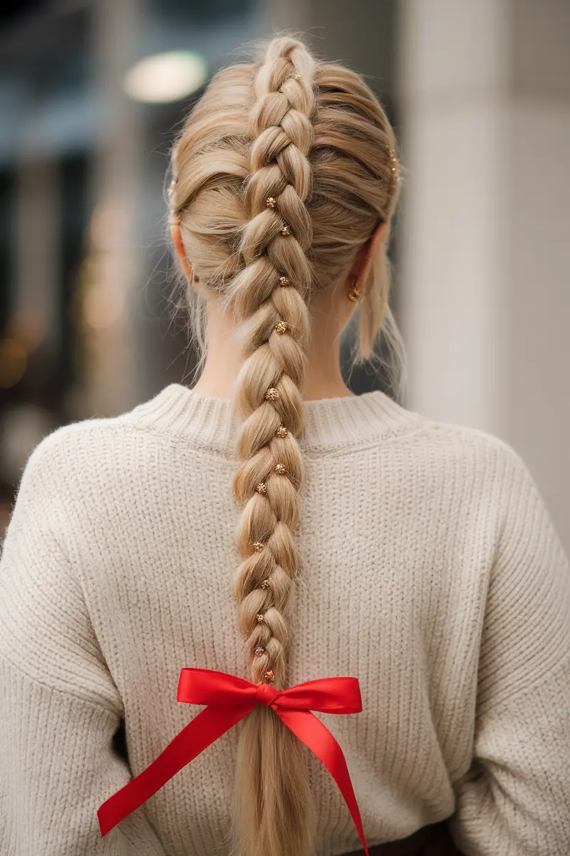 25. Plaited Ponytail with Ribbon Tie