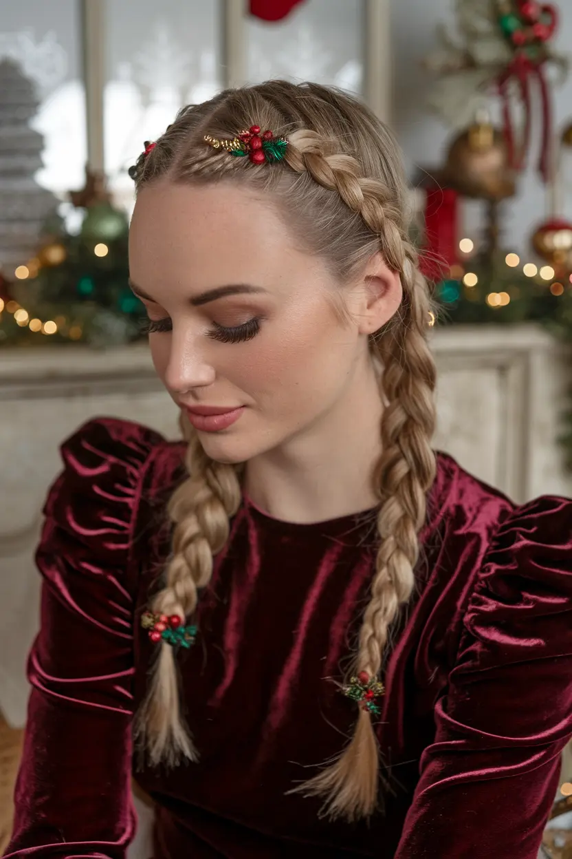 29. Soft Halo Braids with Holiday Beads