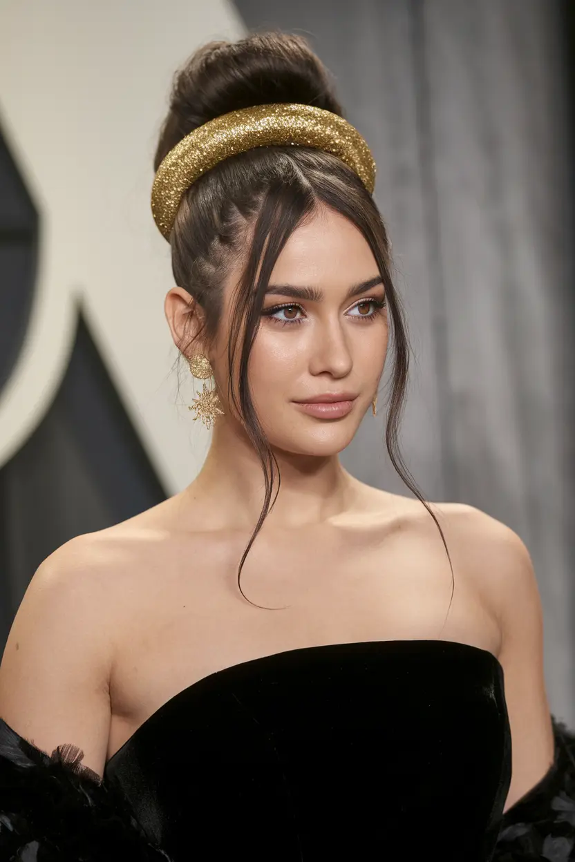 41. Statement Top Knots with Glitter Headbands