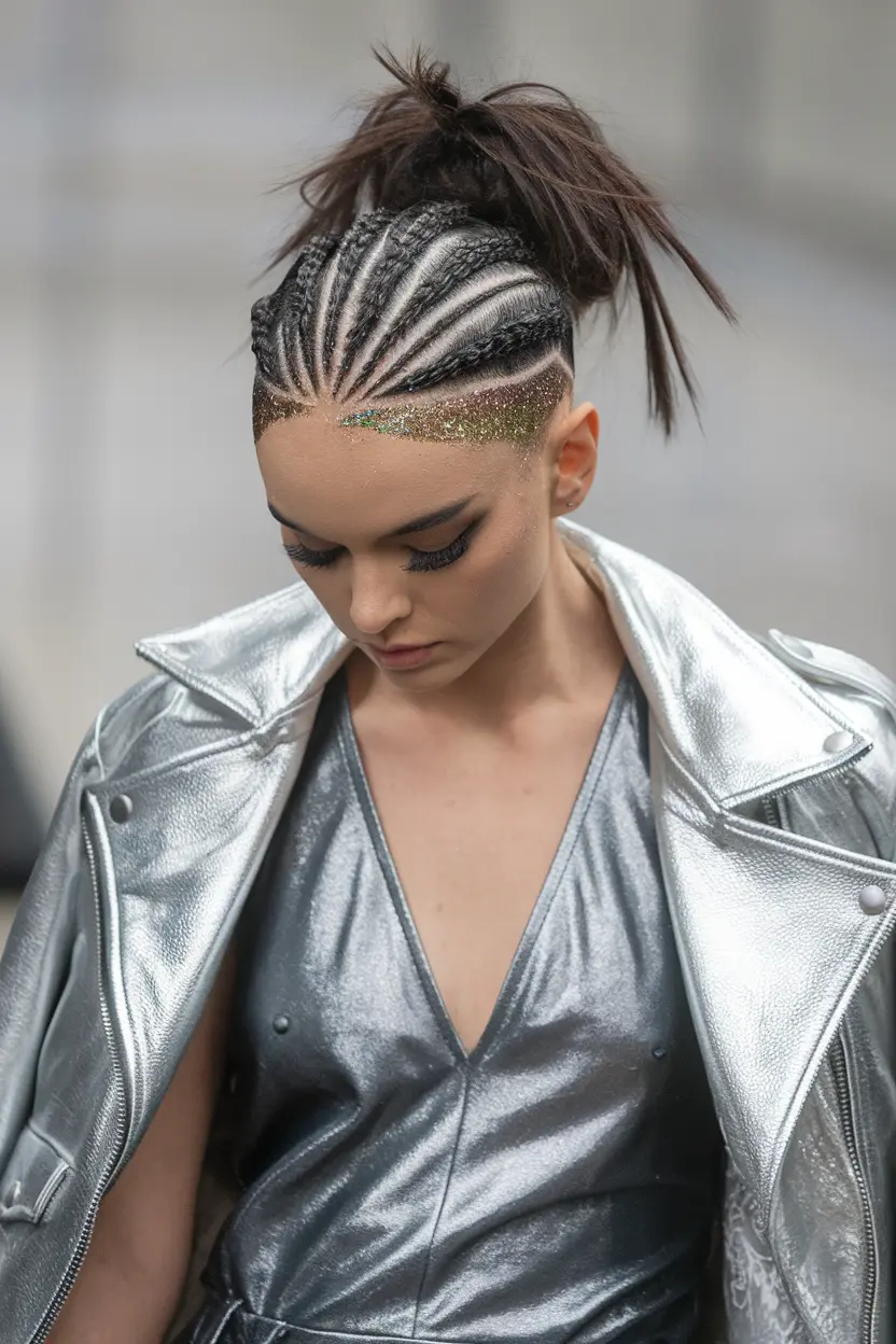 47. Slicked Punk Updo for Edgy Party Looks