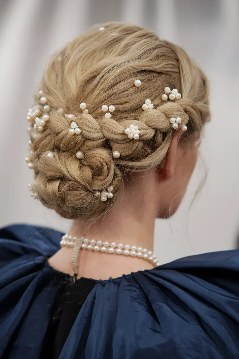 55. Knotted Up Do with Pearl Accents