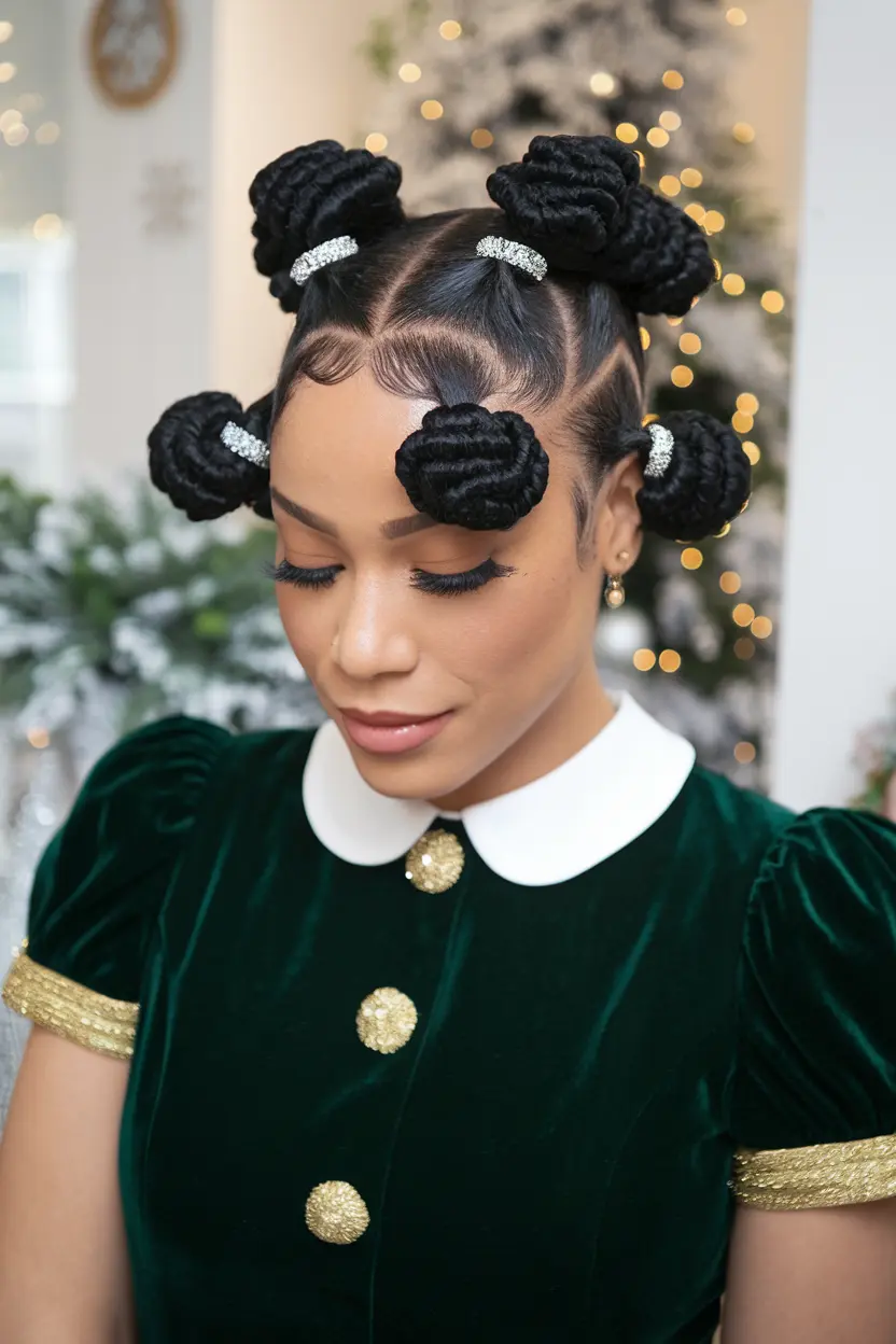 Bantu Knots with Rhinestones