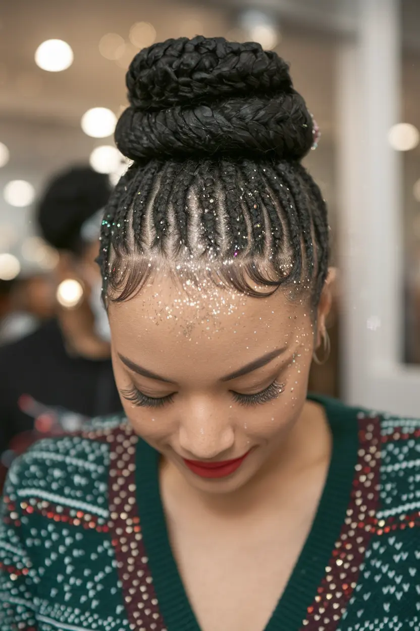 Braided Pretzel Bun with Glitter