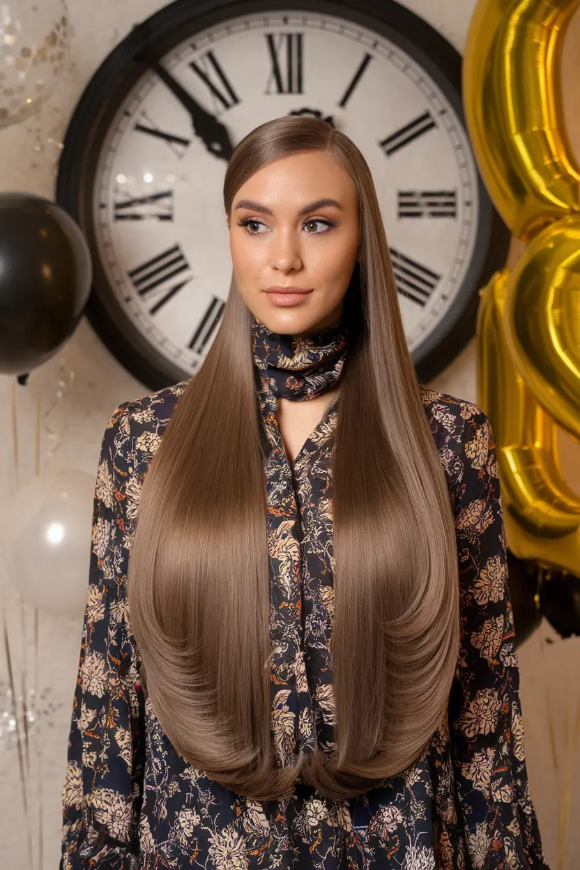 Extra Long and Sleek New Year's Hairstyle