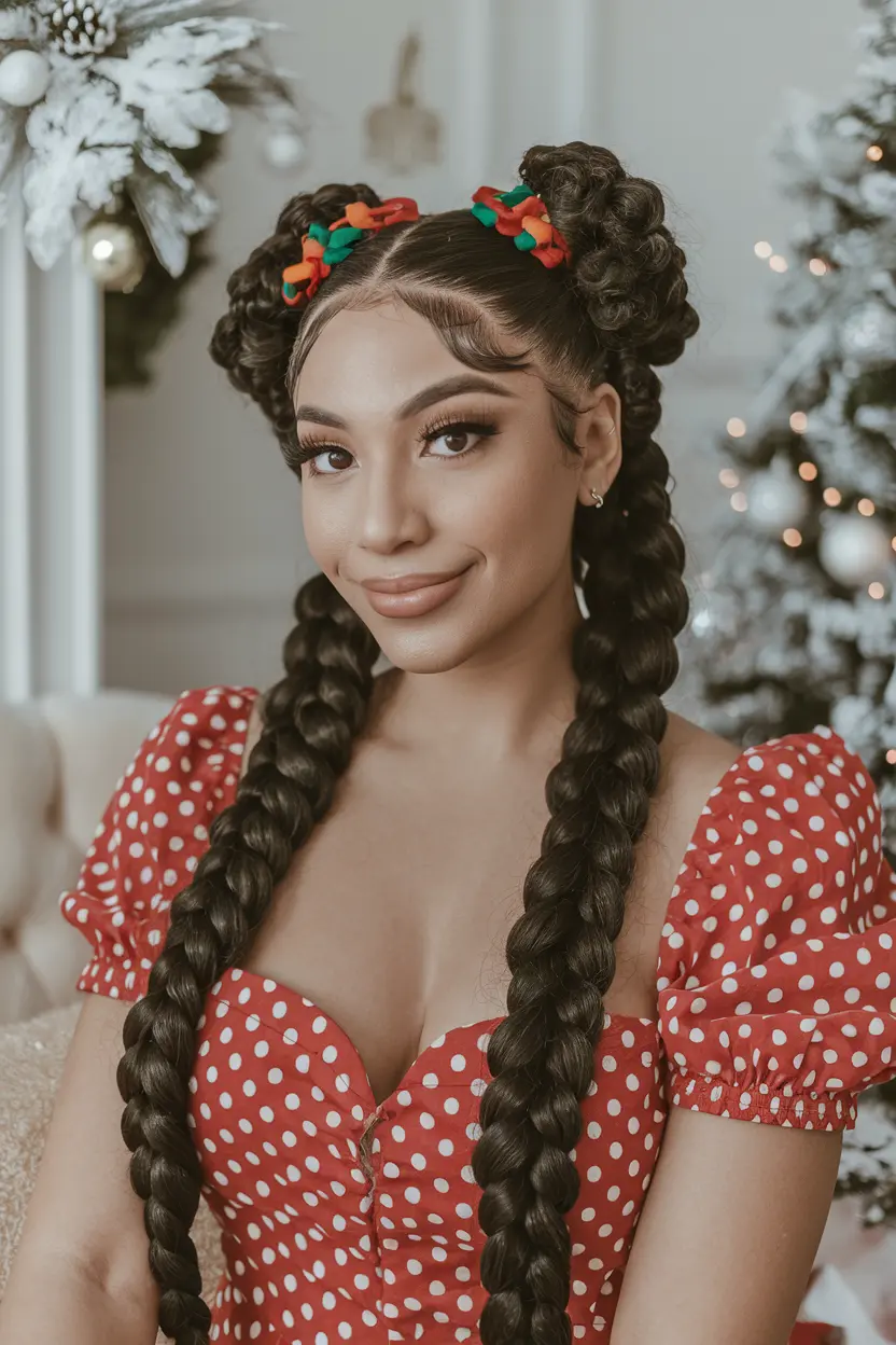 Festive Bubble Braids with Hair Cuffs