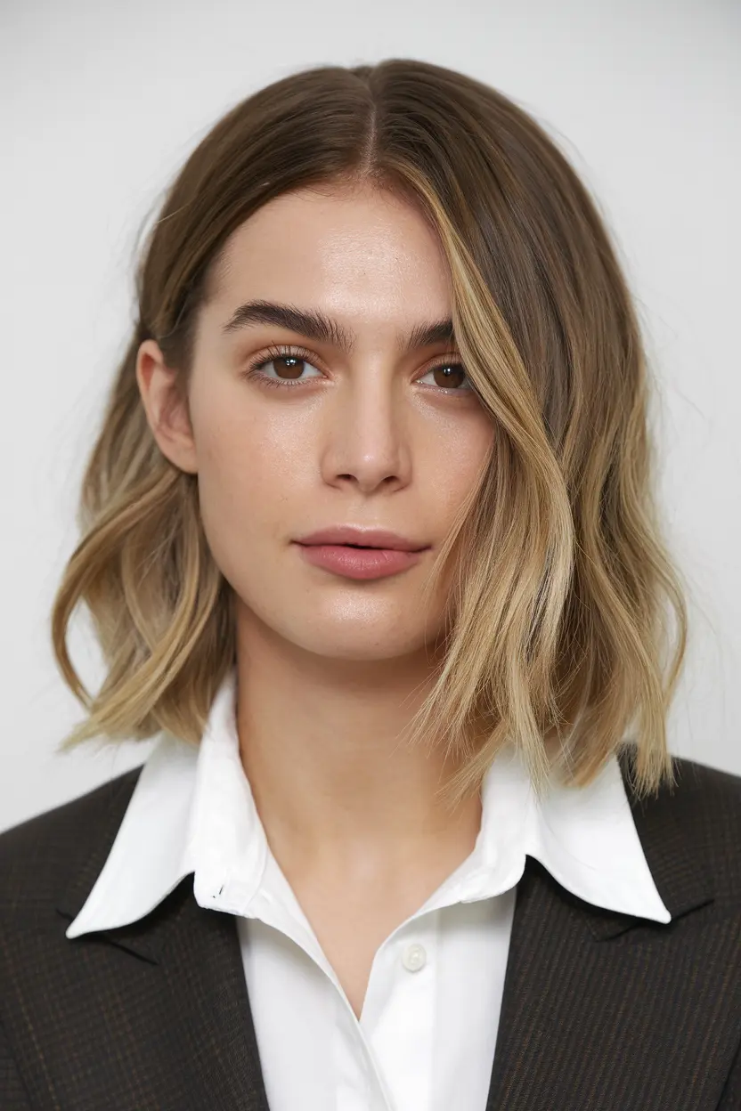 Layered Medium Bob with a Middle Part