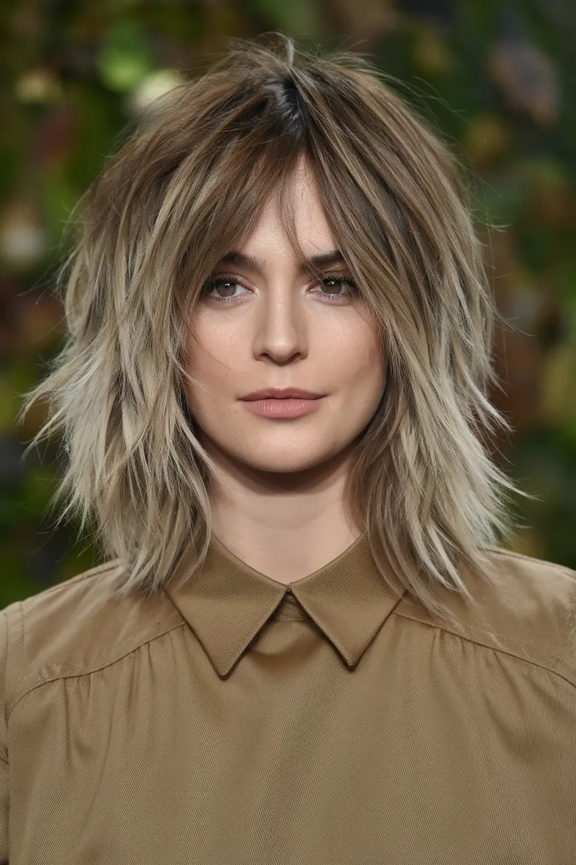 Layered Shoulder-Length Cut with Messy Ends