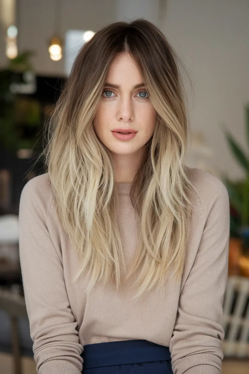 Long, Feathered Layers with a Subtle Ombre