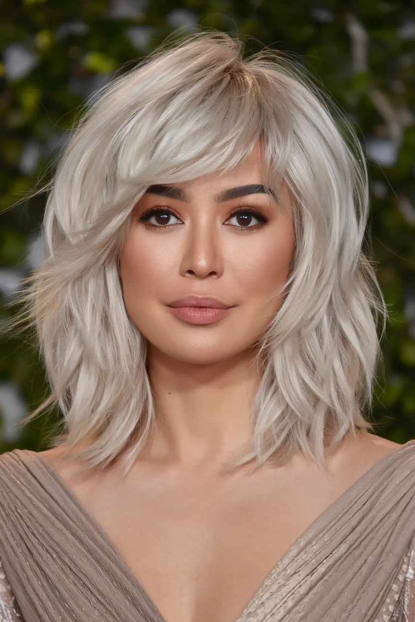 Medium Cut with Platinum Blonde Feathered Layers