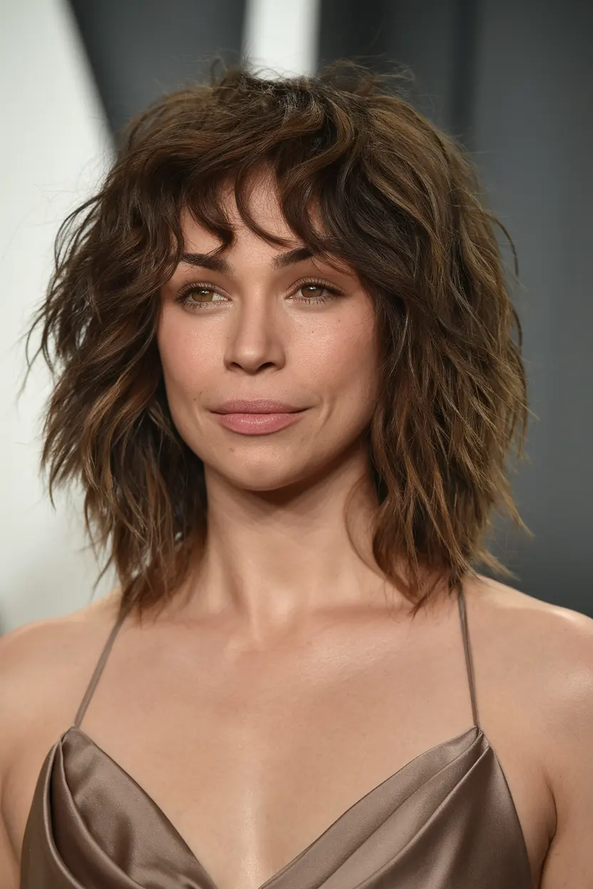 Medium-Length Layered Curly Cut with Volume