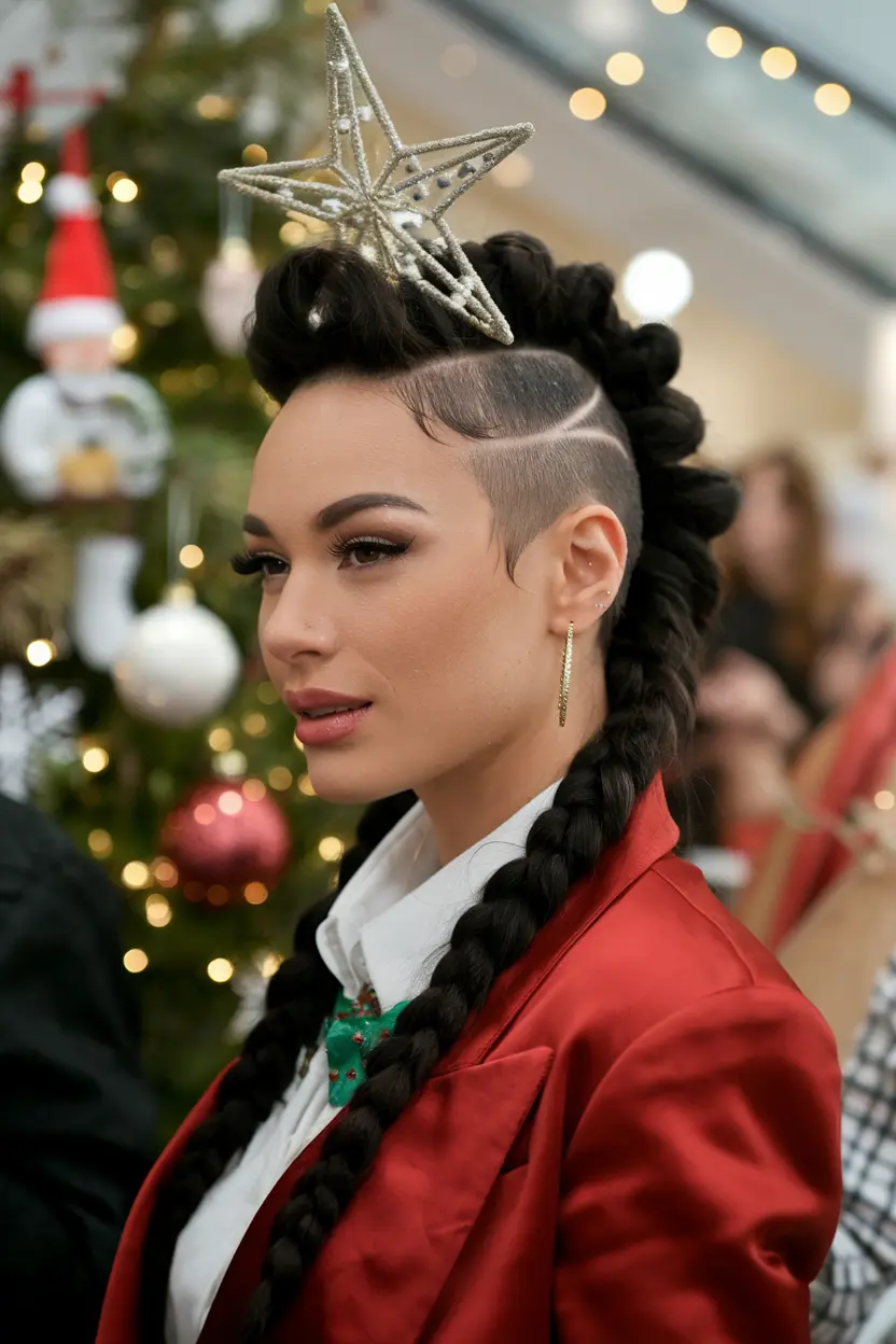 Mohawk Braids with a Sparkling Star