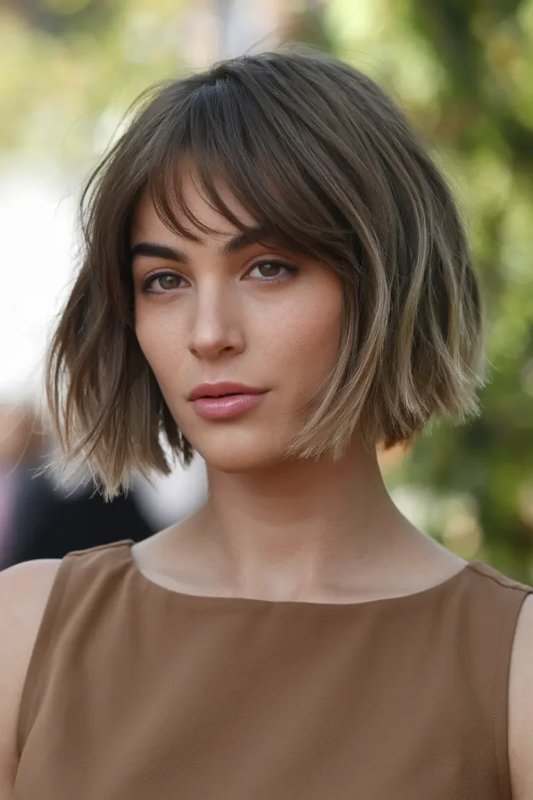 short hairstyles for thick hair for Choppy Bob with Curtain Bangs