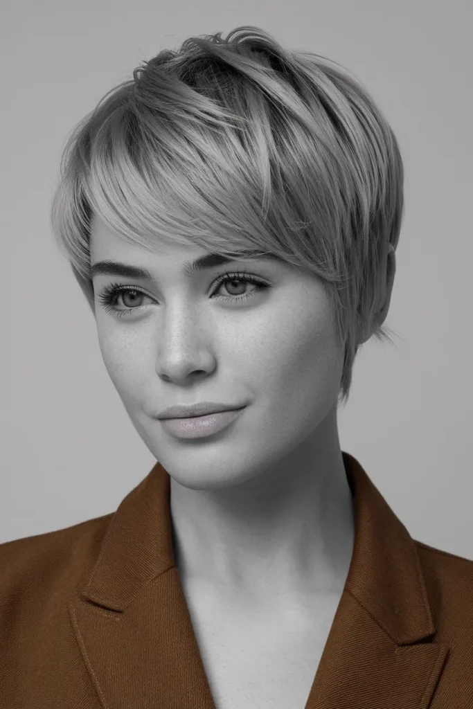 11. Layered Pixie Cut with Bangs