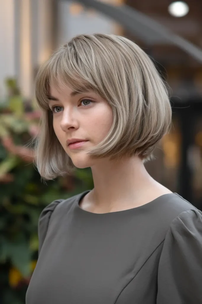 16. Rounded Bob with Bangs