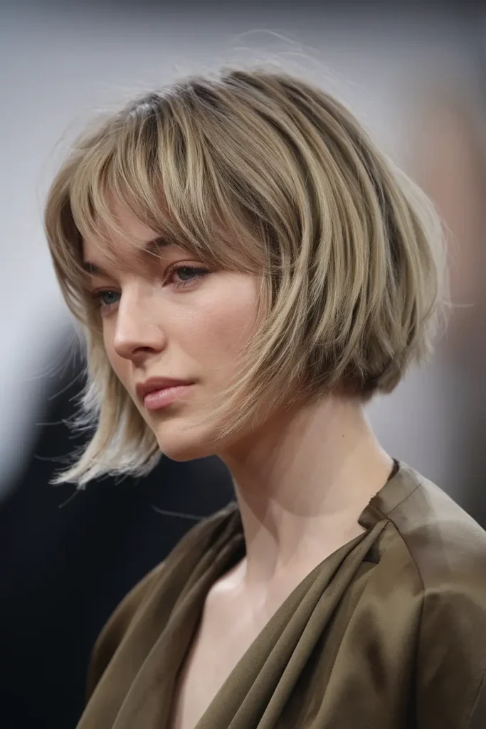 2. Textured Bob with Bangs