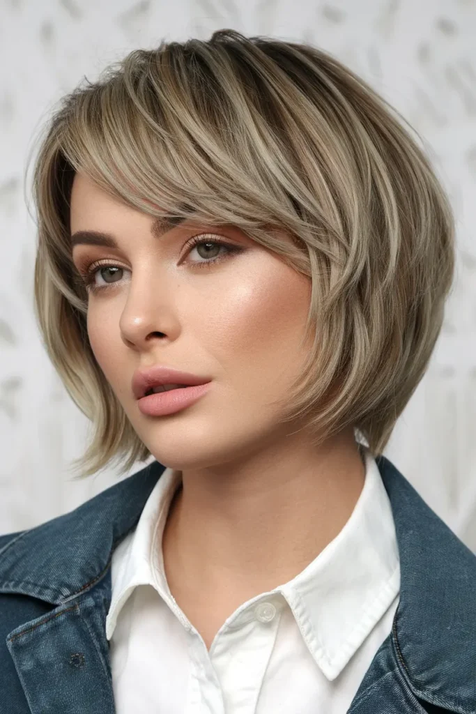 26. Layered Bob with Highlights