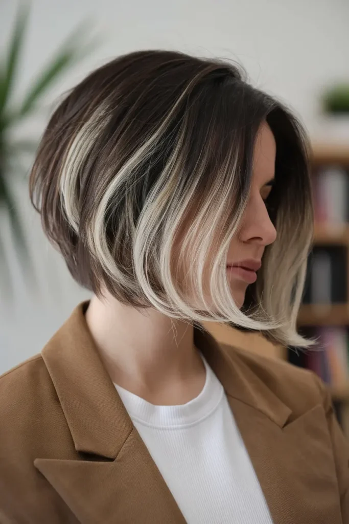 36. Feathered Bob with Subtle Highlights