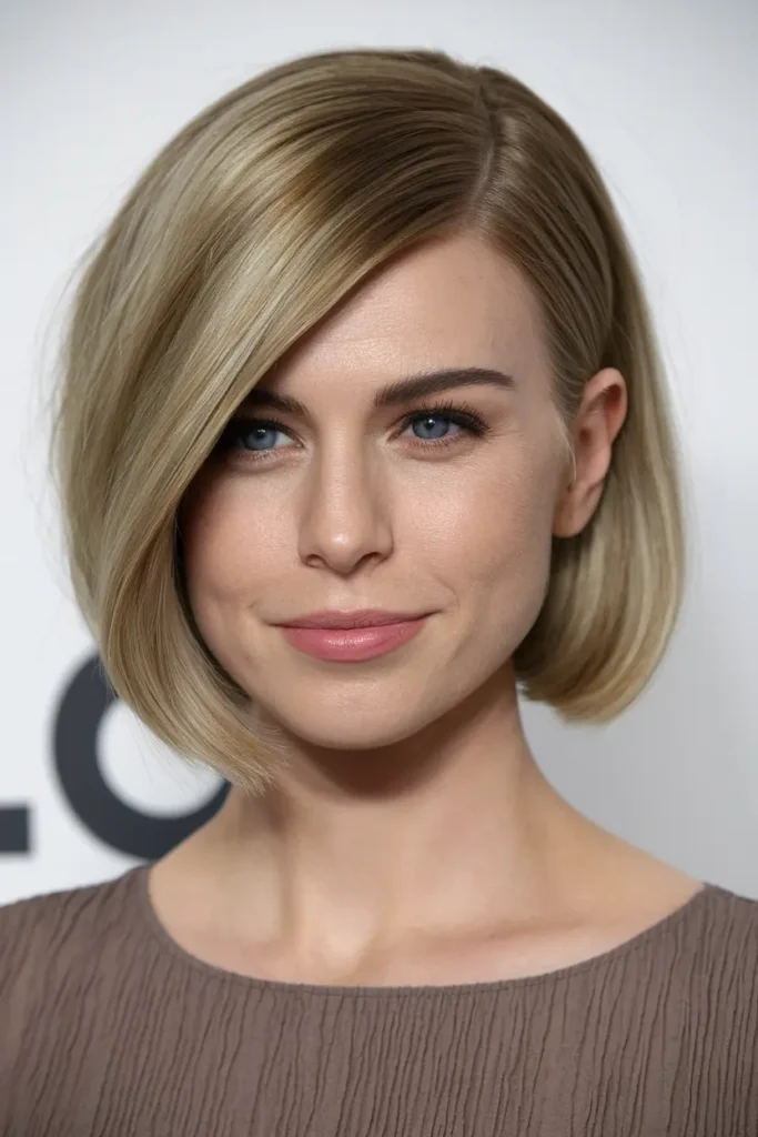 37. Stacked Bob with Side Part