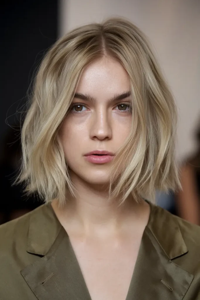 Angled Choppy Blonde Bob