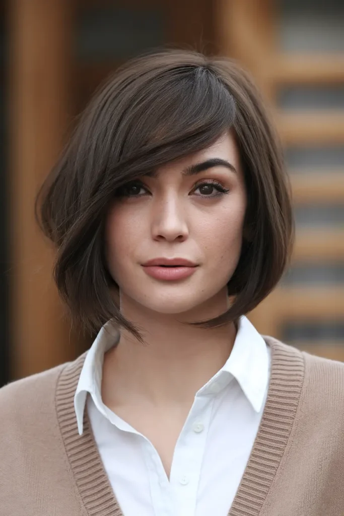 Asymmetrical Bob with Side Swept Bangs