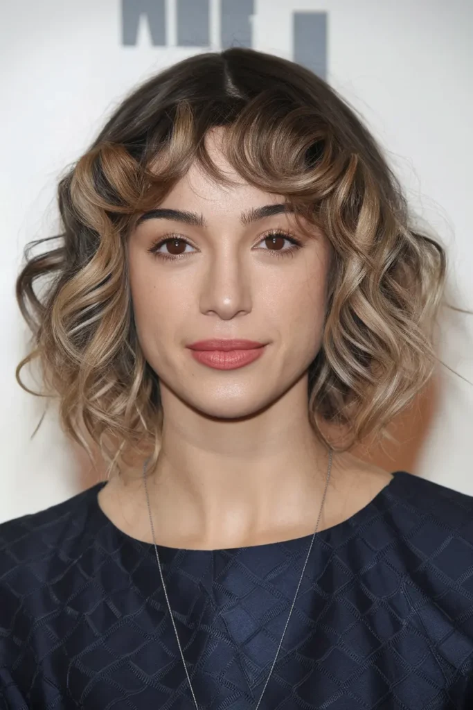 Balanced Curls with Wispy Curly Fringe