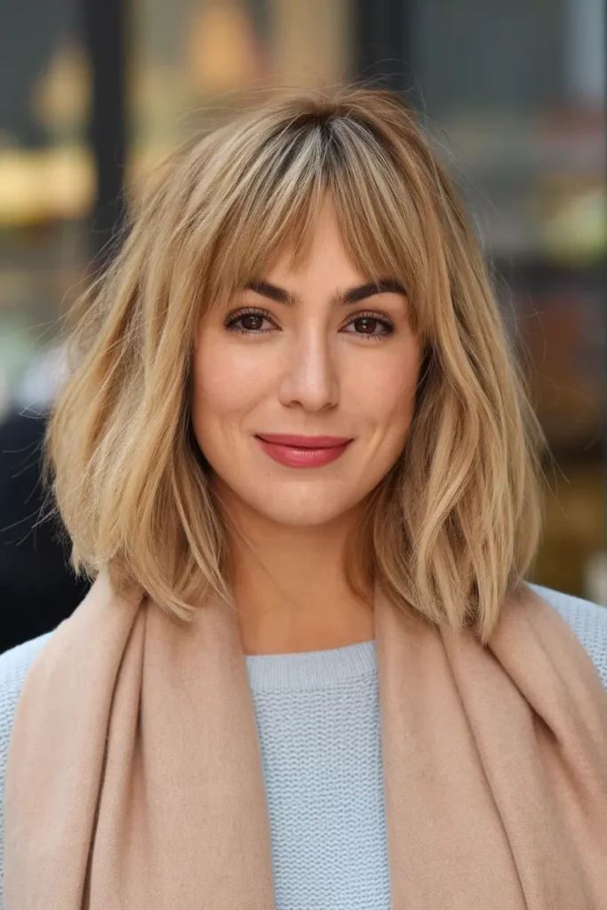 Blonde Shag Cut with Bangs