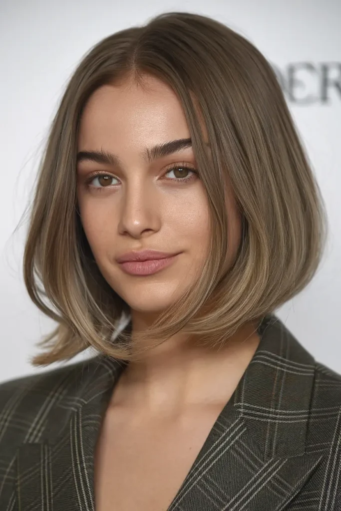 Brown Bob with Subtly Layered Ends