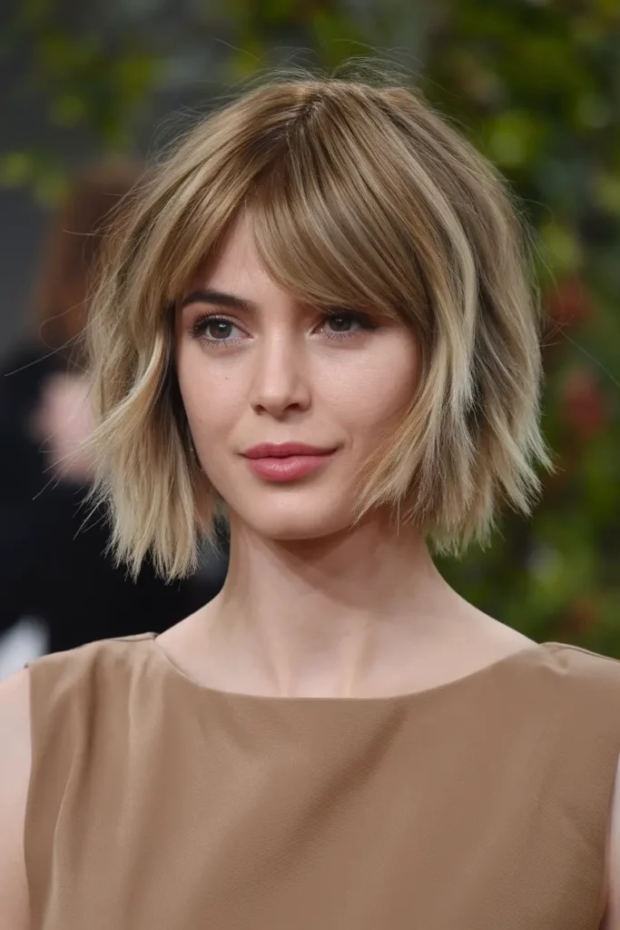 Choppy Bob with Long Fringed Bangs