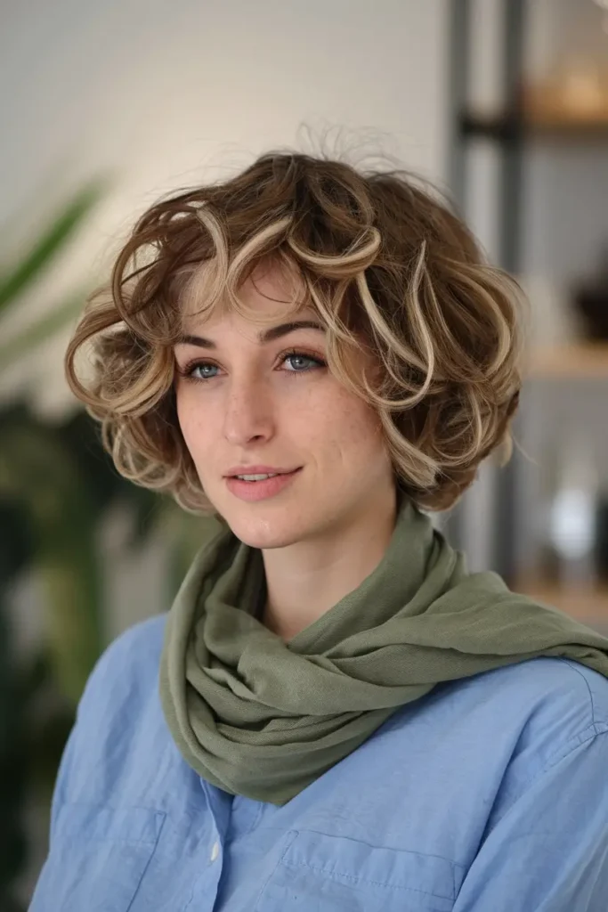 Curly Bob with Feathered Layers